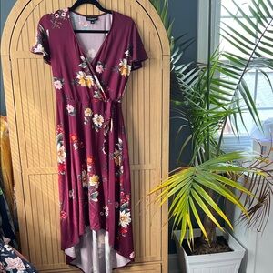 Maurices Burgundy Floral High-Low Dress